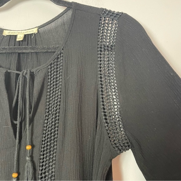Daniel Rainn Black Boho Blouse Size Medium - Picture 4 of 12